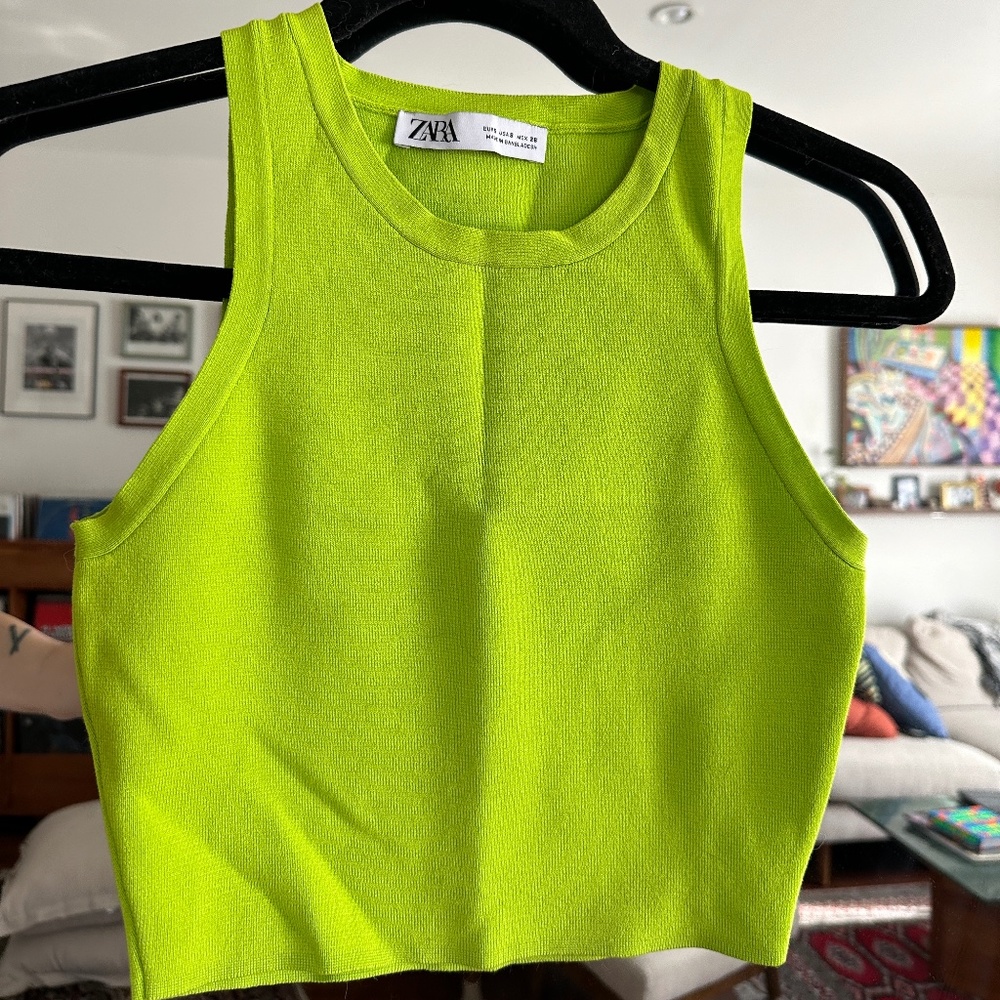 Zara Lime Green Cropped Tank
